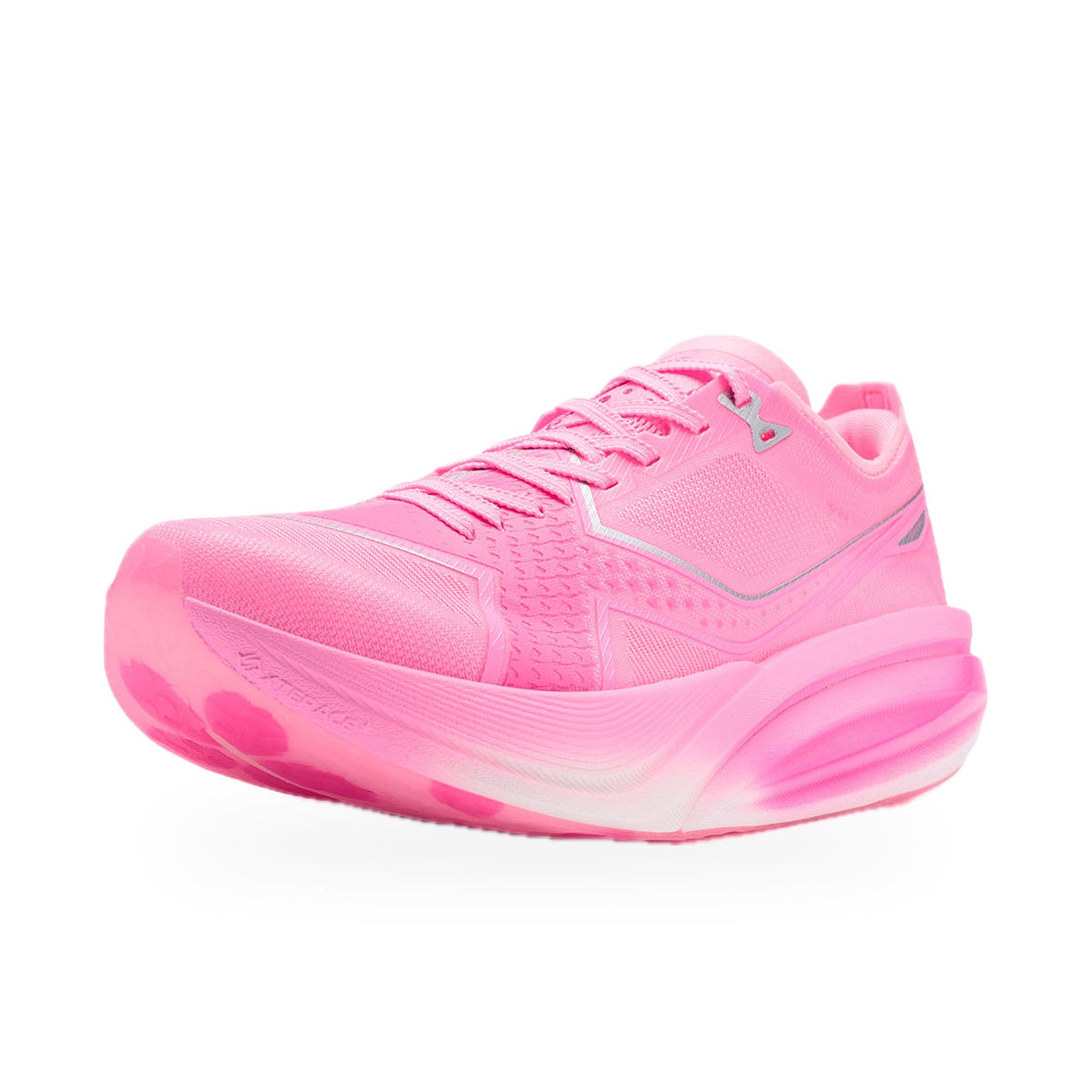 Xtep 160X 8.0 dame, Neon Pink – sett skrått forfra