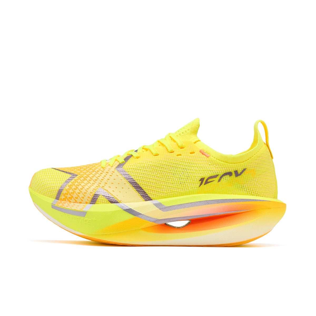 Xtep 160X 8.0 PRO dame, Fluorescence Yellow/Classic White – sett fra siden